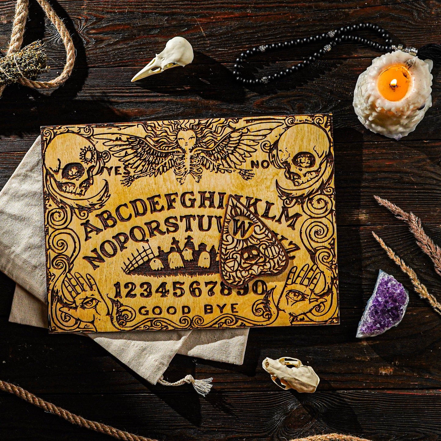 Engraved spirit board